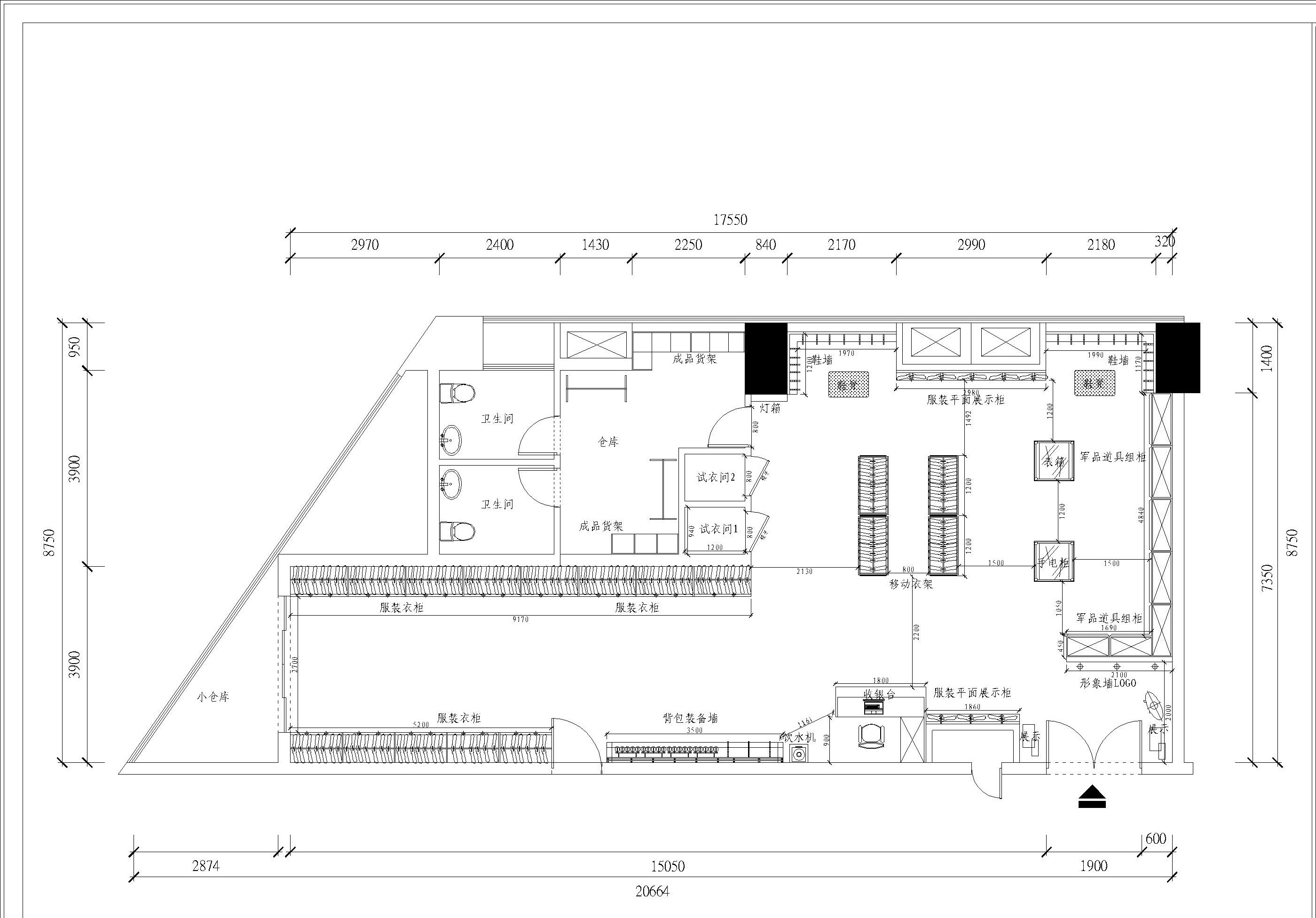 店面面积为150~250平米