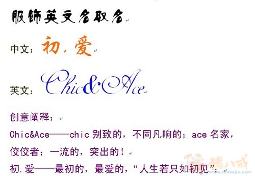 服装英文名征集,急