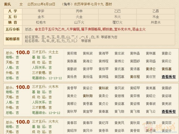 黄姓<em>女宝宝取名</em>满分_名字测试<em>打分</em>_好听的复