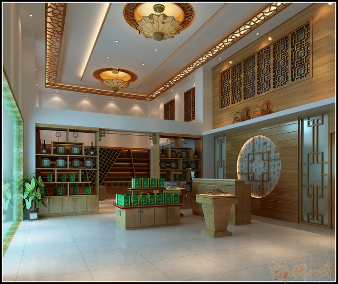 茶叶店和茶楼整体装修设计效果图(设计好的可以免费赠送2斤大红袍)