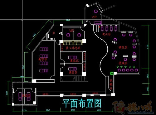 美容美发店平面图规划设计-写字楼装修