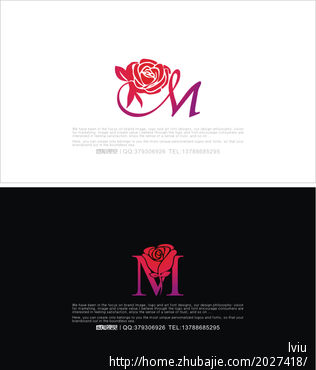 用m来演变成玫瑰花图案-logo设计-logo/vi设计 -猪