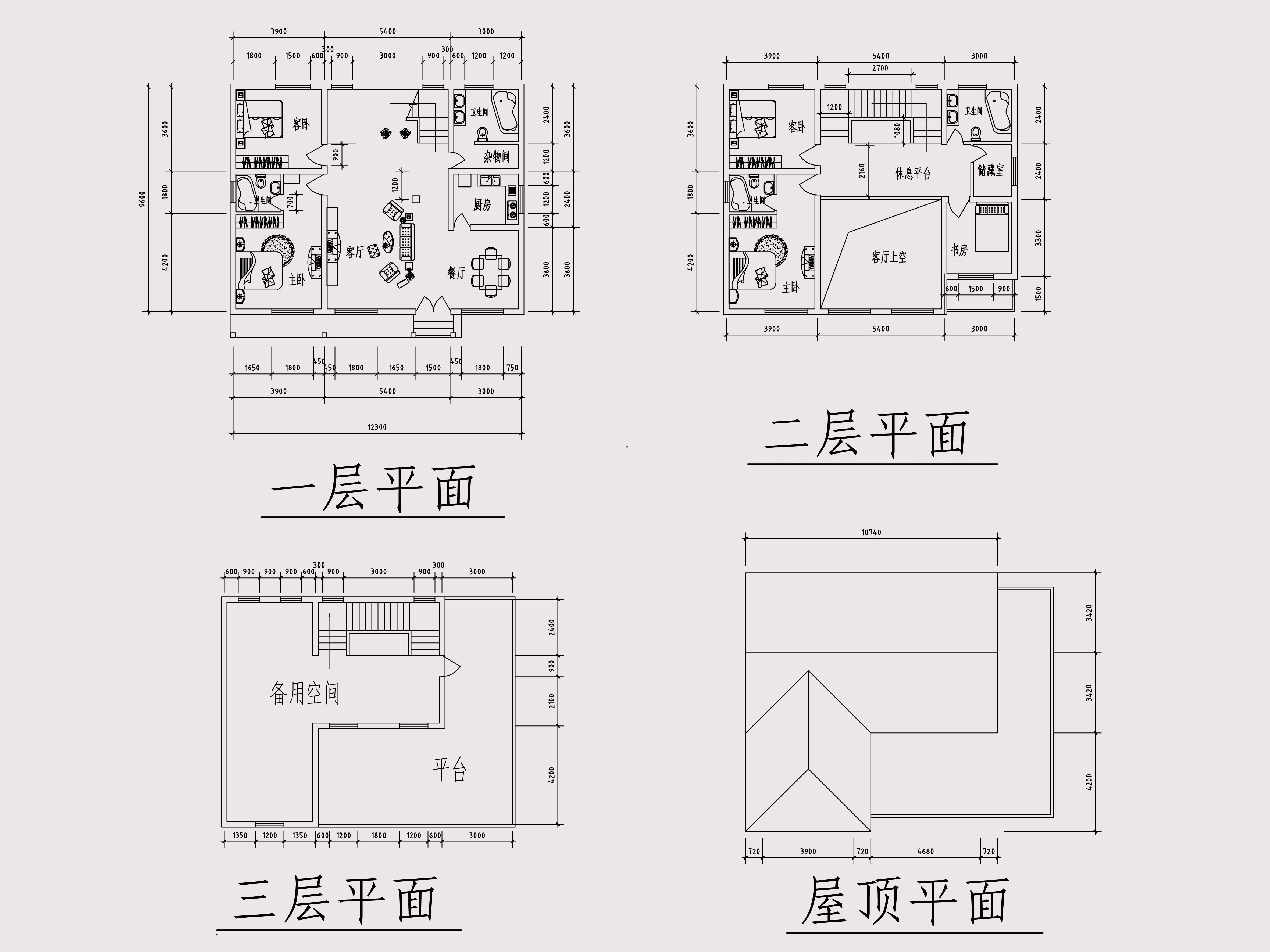 求:农村自建房图纸(12*10m(带效果图)