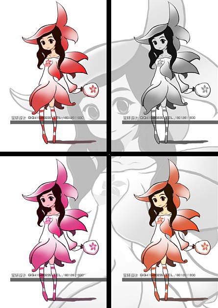 紫荆花女性卡通形象设计 kang0035 投标-猪八戒网