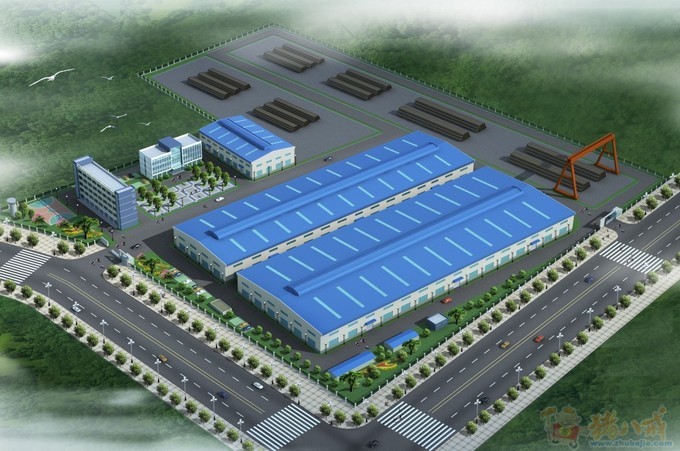 工厂办公楼前门厅广场园林景观设计及工厂规划效果图 ttc工作室 投标